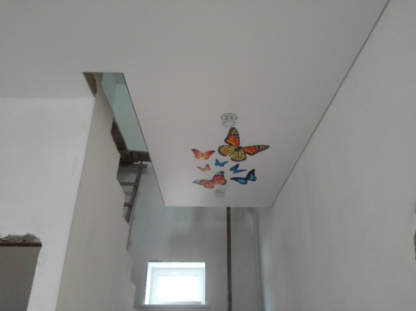 Фото натяжного потолка с фотопечатью